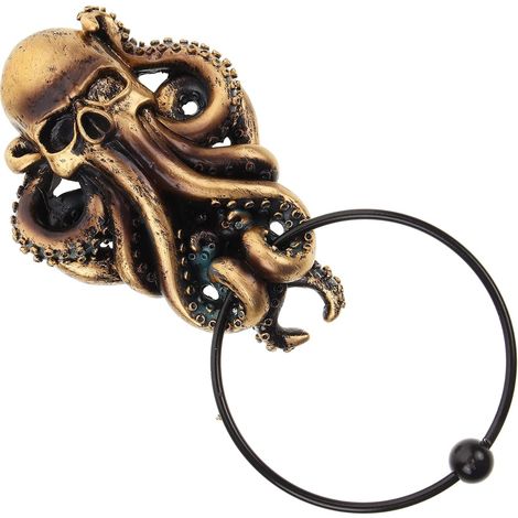 Heurtoir de Porte Pieuvre Halloween Métal Décoration Maison Originale pour Fête Accessoire Artisanal Unique pour Entrée (1/5)