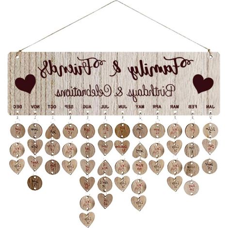 Calendrier mural en bois à faire soi-même pour maman et grand-mère - cadeau d'anniversaire pour la famille et les amis (1/5)
