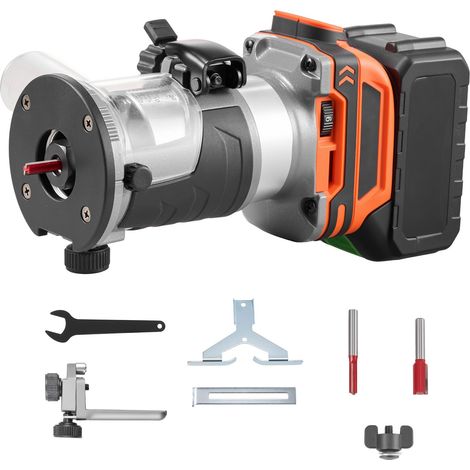 Défonceuse sans fil à moteur sans balais, base fixe compacte, vitesse variable, capot anti-poussière, pour travail du bois, compatible batteries Makita (sans batterie). (1/5)