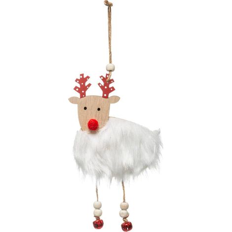 Hölzerne Weihnachtsbaum Rentier Fell weiß 18 cm - Feeric lights & christmas