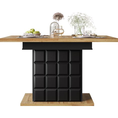Table à manger télescopique (110-140×80 cm), table de cuisine pliante pour 4 à 6 personnes, table à manger extensible, table de cuisine peu encombrante, pour cuisine et salon, table à motif à carreaux (1/5)