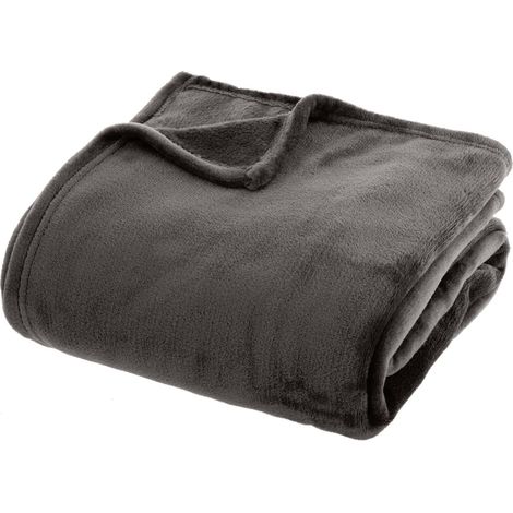 Plaid Flanelle Gris foncé 180 x 230 cm - Atmosphera