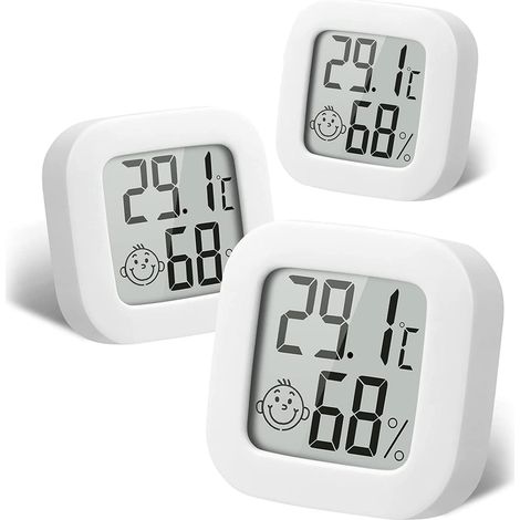 3 Pièces Mini Thermomètre Intérieur Numérique Hygromètre Humidité Température LCD Affichage Bluetooth Capteur sans Fil Thermomètre pour Maison, Bureau,Hygromètre Numérique
