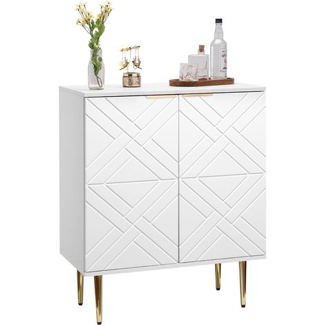 Bahut blanc 29 pouces à 2 portes, meuble bar à café pour cuisine et couloir (1/5)