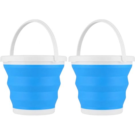 Folding Bucket, Blue, 10L Capacity, 2-Pack (1/5)