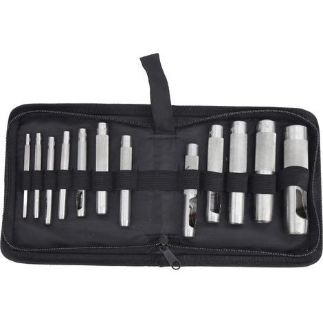Outil de perforation de ceinture en cuir en acier au carbone, 12 pièces, outil à main, burin, quincaillerie de 3 à 19 mm pour usage industriel (1/5)