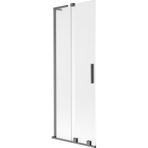 Mexen Velar L Badewannenabtrennung 2-teilig verschiebbar 75 x 150 cm, matt, gebürstetes Gun Gray - 896-075-003-31-66 (1/5)