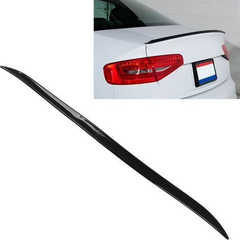 Aileron de coffre arrière voiture en caoutchouc noir brillant 120x4cm universel avec adhésif double face (1/5)