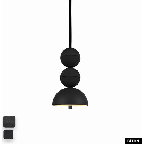 Lampe de suspension en béton - BOSFOR CONCRETE NOIR 2 BALLES LED 14W (1/3)