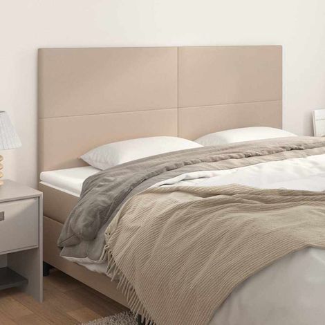 Tête de lit similicuir cappuccino, hauteur réglable, pieds en bois, 200 x 5 x 118/128 cm - PANGIVO (1/5)