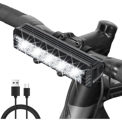 Frontscheinwerfer für E-Bikes, 2800 Lumen – Fahrradlicht – Fahrradlampe – 5 LEDs – 5 Modi – 6400 mAh Akku – IPX5 wasserdicht (1/5)