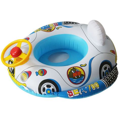 Bouée gonflable pour bébé en PVC, forme de bateau de vacances, motif dessin animé. (1/5)