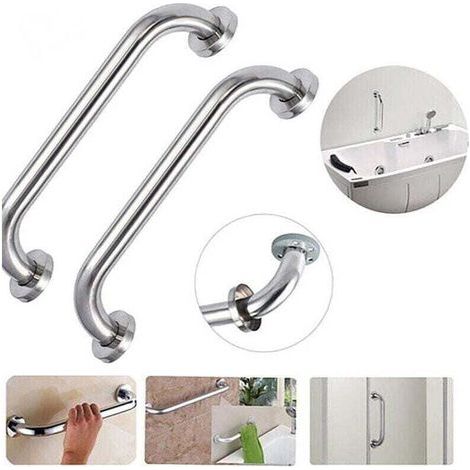 Lot de 2 barres d'appui de douche en acier inoxydable de 20 cm, pour baignoire, porte-serviettes, barres de sécurité murales pour enfants, femmes enceintes, personnes handicapées et personnes âgées (1/4)