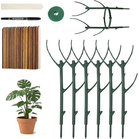 6 Pièces Tuteurs pour Plantes 28-113cm, Réglables Tuteur Plante Interieur avec Ligature Végétale et Pince à Plantes pour Fixation de Orchidées, Pivoines (1/5)