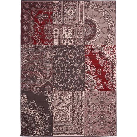 Tapis salon et chambre 80x150 gris rectangle tissé motif baroque AF1 NYBRO