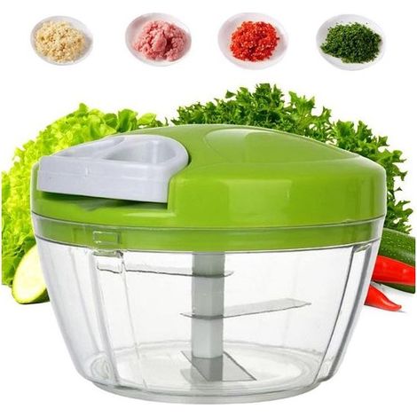 Hachoir manuel multifonction pour légumes, oignons et ail, blanc (1/2)