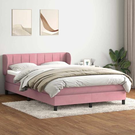Boxspringbett mit Matratze Rosa 160x220 cm Samt