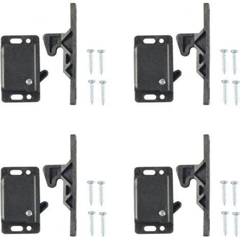 Set di 4 serrature per ante di armadi in ABS con meccanismo di chiusura a pulsante, serrature sicure per armadi e cassetti di caravan, camper, uffici, facile installazione - Crezuo