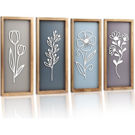 4 Pièces Décoration Murale Bohème en Bois Décoration (1/5)