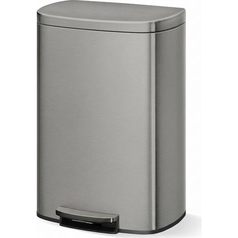 Poubelle Cuisine 50L Acier Inoxydable Pédale Soft-Close Couvercle