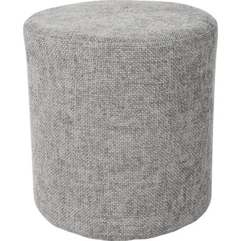 Pouf / Repose-pieds rond D. 32 cm en tissu maille gris clair – JOEL (1/5)