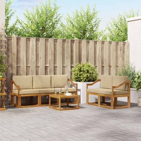 Outdoor-Sofagarnitur mit Kissen 6 pcs Natur und Beige