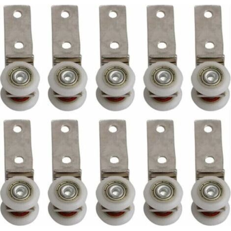 BUNTHAUS CSPARKV 10 pack 1,9 cm Coude de conduit en métal Roulement Bloc de poulie avec deux Plastique de roue pour porte coulissante fenêtre Cabinet (1/4)