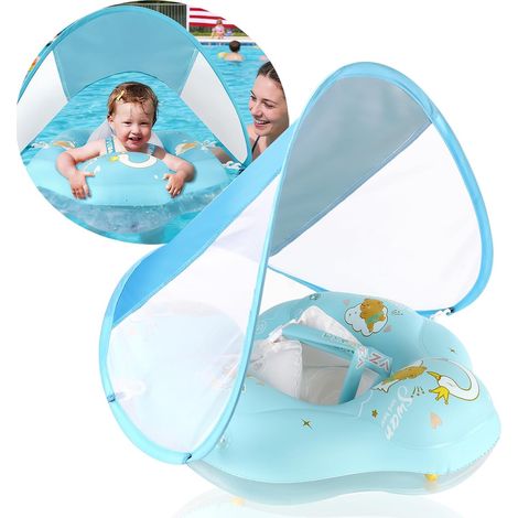 Bouee Bebe Protection UV UPF 50+ Bebe avec Pare Soleil Amovibles Bouee Piscine Enfant Anti-Retournement Adaptée aux Nourrissons et Enfants de 3 à 36 Mois (1/5)