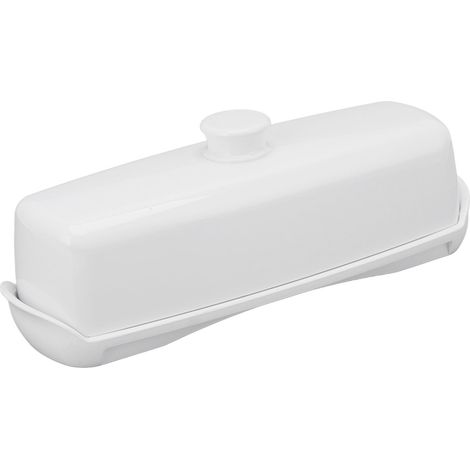 Boîte à beurre en plastique grande capacité, boîte de rangement compacte pour fromage avec couvercle et coupe-fromage pour réfrigérateur de cuisine, blanche (1/5)