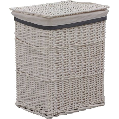 Laundry Basket White Willow vidaXL