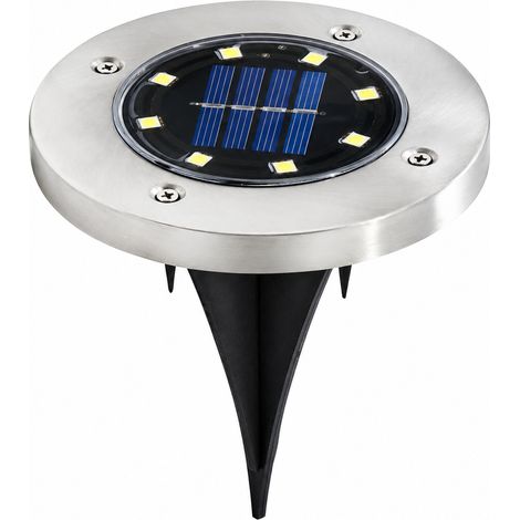 Spot solaire encastrable de sol en acier inoxydable 8 LED lumière chaude 8led réf 2968 13,5 × 1,35 × 1,3 cm 300 g – Livraison gratuite