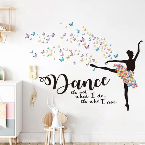 Stickers Muraux Stickers Muraux Danseuse Chambre Fille Autocollant Mural Papillon et Fleurs Citations Deco Stickers Chambre Enfants Bébé Décoration (1/5)