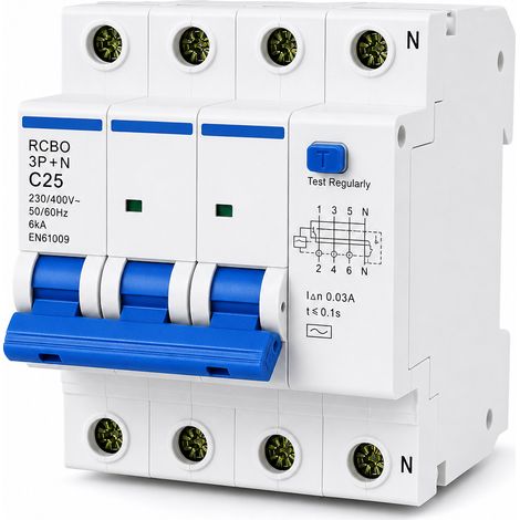 Disjoncteur différentiel 3P+N C25A 6kA AC230-400V