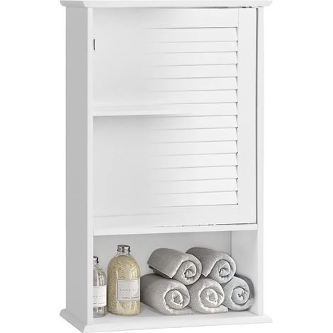 Costway – Armoire à pharmacie murale blanche – Étagères ajustables – Conception peu encombrante pour salle de bain – Matériau MDF durable