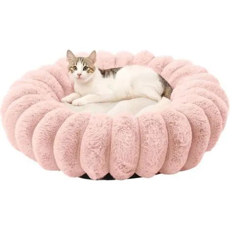 Coussin moelleux en forme de donut pour chat, panier rond lavable pour chien, tapis doux et moelleux pour animaux de compagnie (1/3)