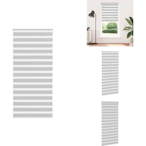 Store zèbre gris clair largeur du tissu 90,9 cm polyester - Store Zébré - Stores Zébrés - Store À Enrouleur Zébré - Double Store À Enrouleur (1/5)