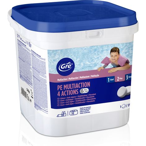 Chlore 4 actions sans acide borique 5 kg - Gré