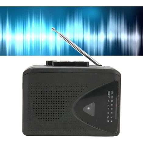 Lettore di cassette stereo portatile in stile retrò, 2 metodi di ricarica, altoparlante nitido per uso interno ed esterno, nero (1/5)