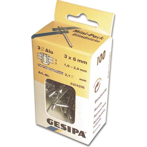 Pack remache Alu 5x12mm a 50 unidades Gesipa