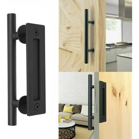 Poignée de porte coulissante en bois - Noir vintage - 30 cm (1/5)