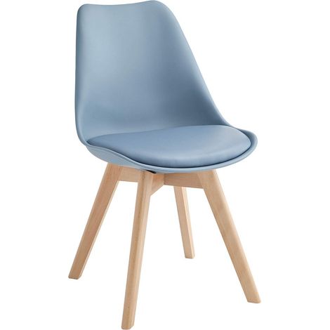 4x Sedie in polipropilene e seduta in similpelle azzurro 48,5x582h cm (1/4)
