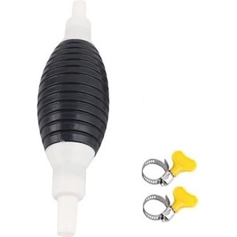 1 réservoir d'essence, pompe à poire intégrée, tuyau flexible 25 cm pour transfert carburant, diesel, huile — usage garage et atelier