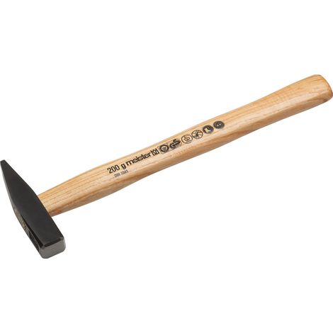 Marteau de serrurier - Poids de la tête : 200 g - Manche robuste en bois de frêne - Tête en fonte d'acier - Marteau d'ingénierie avec manche en frêne - 2211000 (1/2)