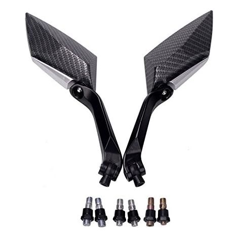 Rear View Mirror - Universal 8 mm 10 mm Motorcycle Mirror - Flat Glass Wide Angle - for Street Bike Sport Bike Scooter Cruiser - 1 Piece