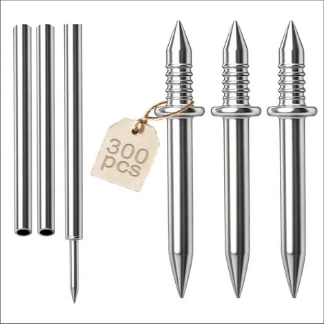 300 Pièces Clous à Double Tête pour Plinthes, Clous Sans Couture à Double Tête Invisibles, Vis de Sécurité Sans Trace pour Meubles en Bois, Décoration Maison, avec 3 Outils de Douille (1/5)