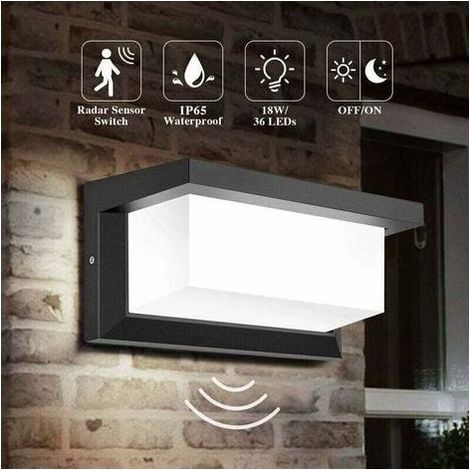 Led Applique Murale Extérieur Avec Détecteur De Mouvement. 18 W Éclairage Extérieur Ip65 Étanche Carré Radar Induction Contrôle Lumière Pour Patio Balcon Garage Garage Atelier (Blanc Froid) (1/5)