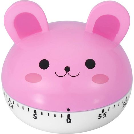 Timer da cucina TOPINCN, piccolo timer elettronico digitale con allarme acustico meccanico manuale a forma di animale (coniglio rosa).