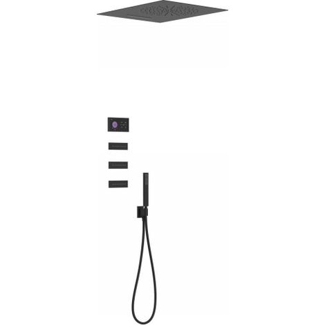 Kit de douche thermostatique électronique et encastré SHOWER TECHNOLOGY Noir Mat - TRES 09288404NM