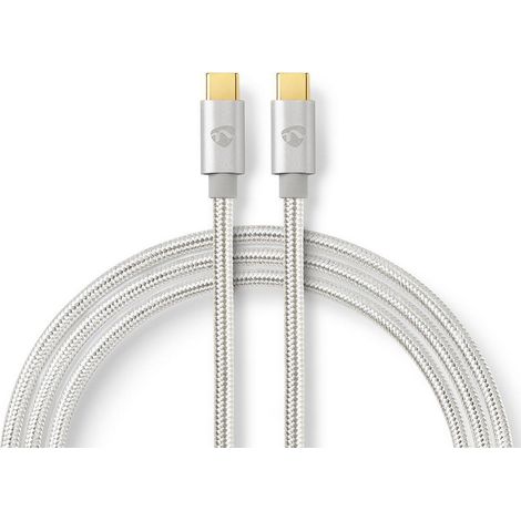 nedis CCTB60800AL10 cable USB C plata 1 metro