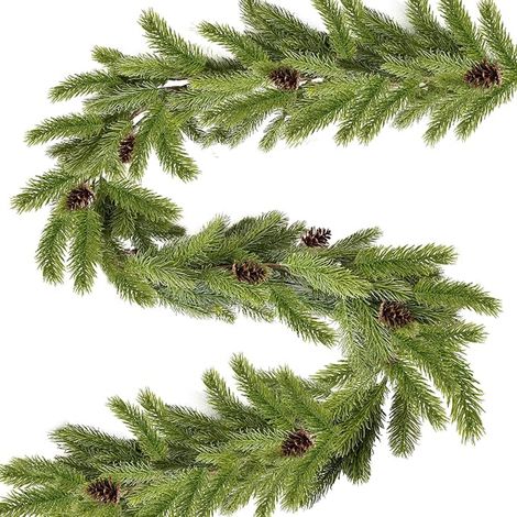 Guirlande de Sapin Artificiel Vert 185 cm - Cèdre - Vert Sapin pour Escalier, Cheminée et Fête (1/5)